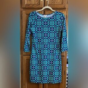 All for Color Navy/Teal pattern dress